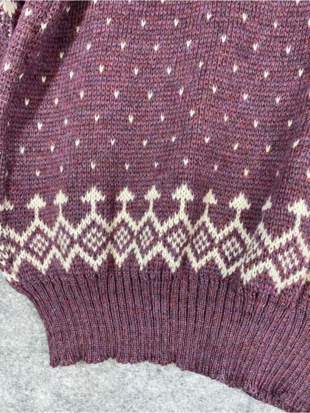 James Pringle Weavers Wool Cardigan Purple Nordic Fair Isle Cottagecore Medium - Picture 14 of 15